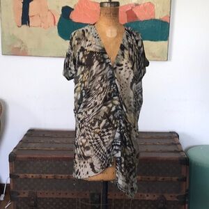 All Saints sheer silk leopard print tunic